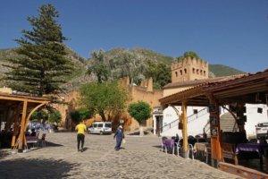 Chefchaouen kasbah and main square during a one-day visit in Morocco’s Blue City